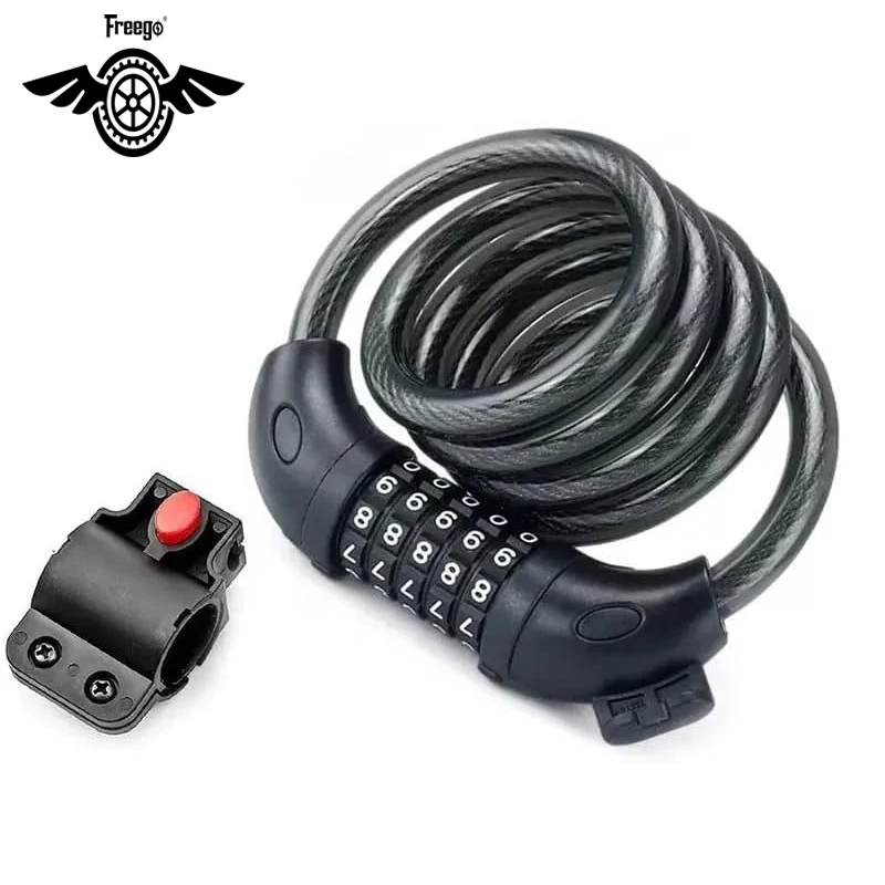 Bloqueio de bicicleta 4 pés fechaduras de bicicleta cabo de alta segurança 5 dígitos combinação reajustável senha de enrolamento bloqueio de bicicleta para bicicleta motocicleta