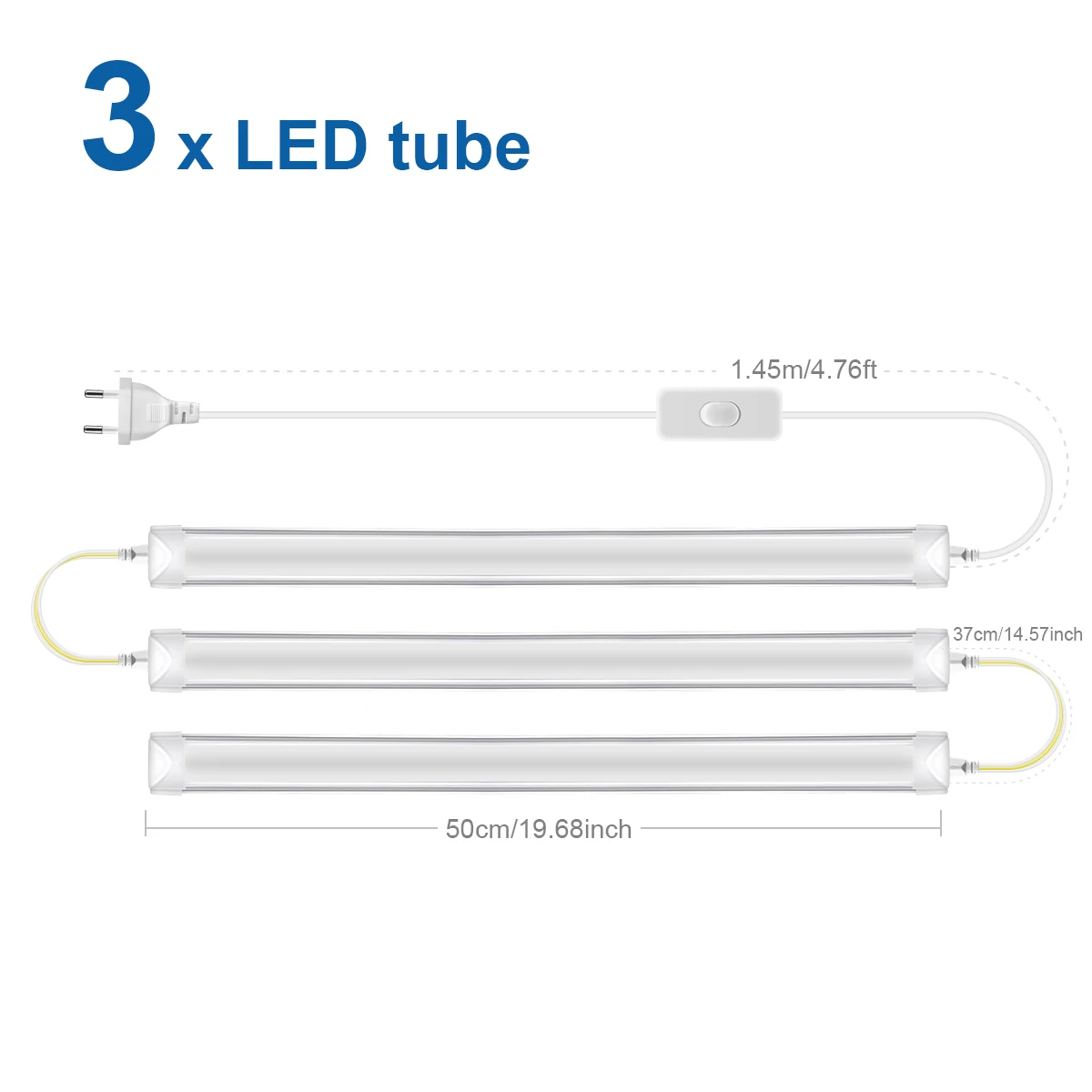 220 V EU-Stecker T8-Röhre LED-Leiste LED-Licht für Zuhause Küche Schrank Decke Barre LED 50 cm 25 W Lampe mit 2-reihigem LED-Chip Superhell