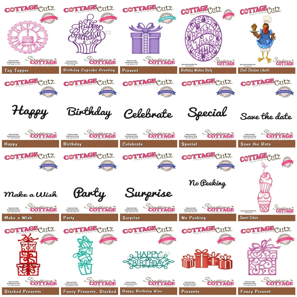 Happy Birthday Metal Cutting Dies Lace Cake Gift Surprise Party Terms Word Scrapbooking Paper Frame Card Craft Supplies No Stamp