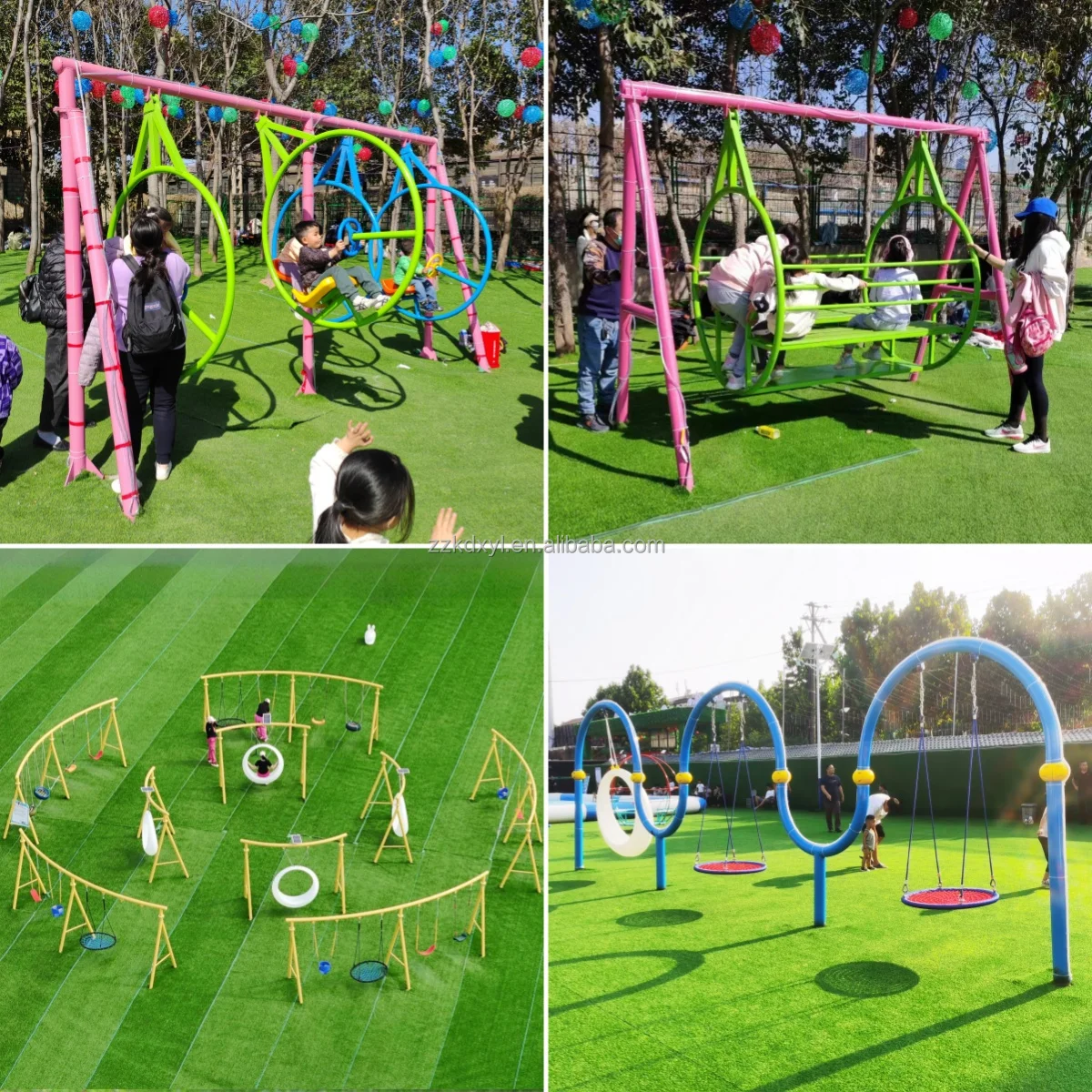 Outdoor Fitness Commercial Amusement Rides, Large Unpowered Playground, Children's Steel Frame Multi-seat Swing Equipment
