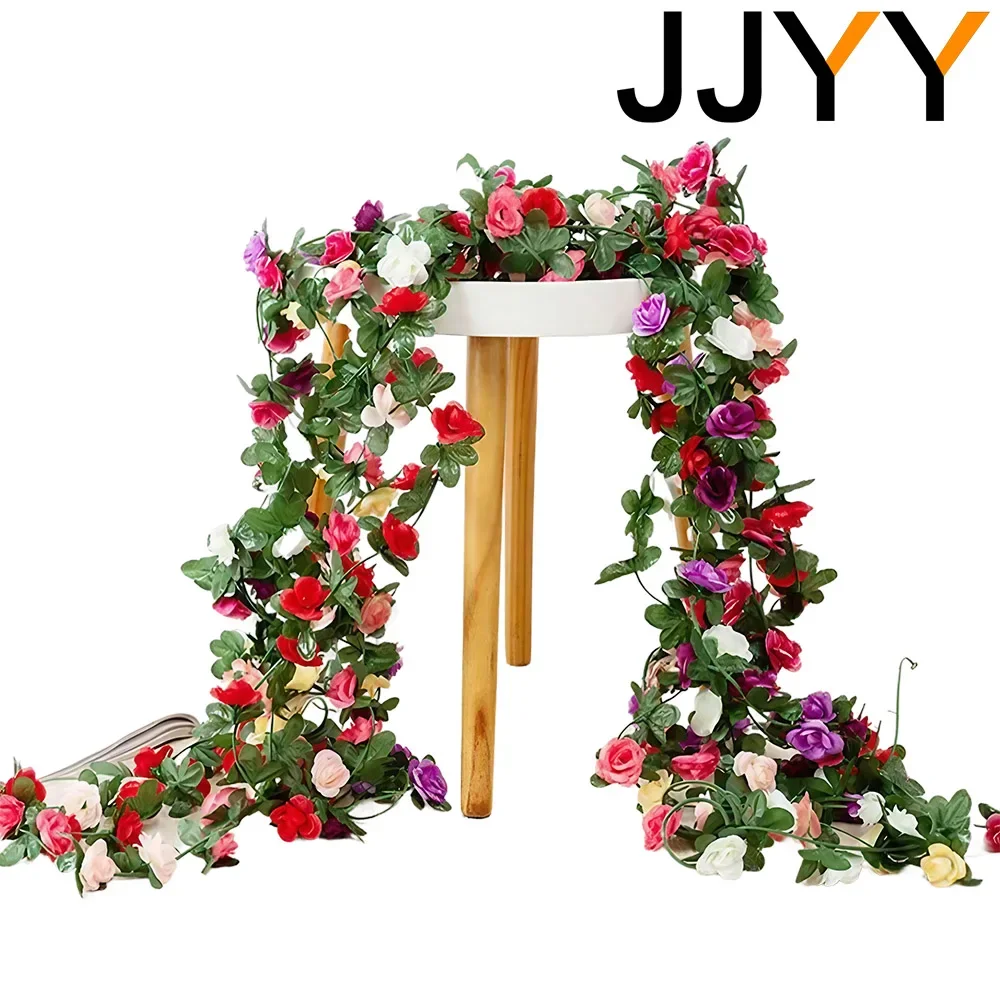 250cm DIY Fake Plant Vine Rayon Rose Vine Fake Garland Plant Wedding Party Garden Atmosphere Decoration