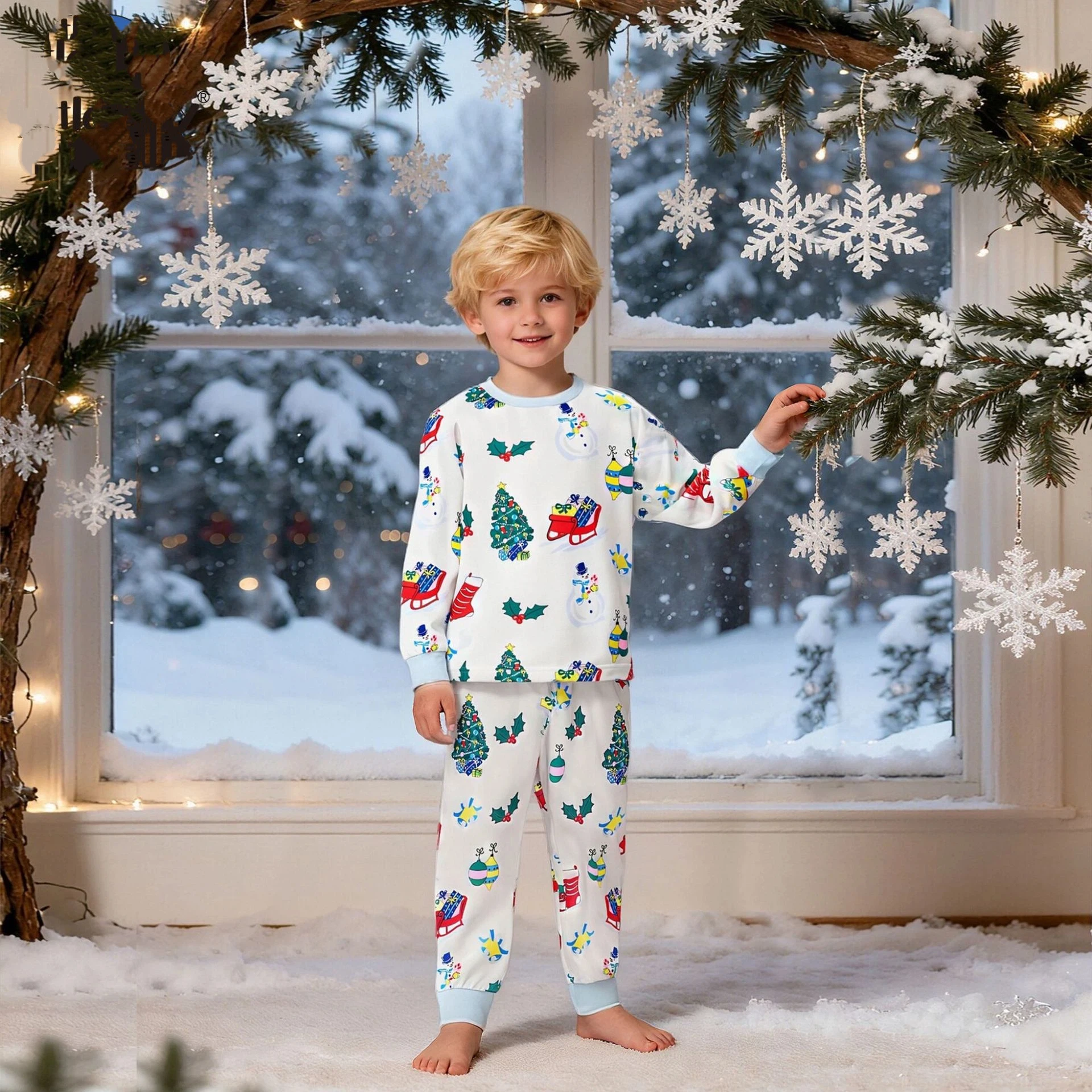 

Christmas Pyjama Sets Girl Boys Cartoon Long Sleeved Top Trousers Winter Girls Warm Outfits Boy Casual Homewear