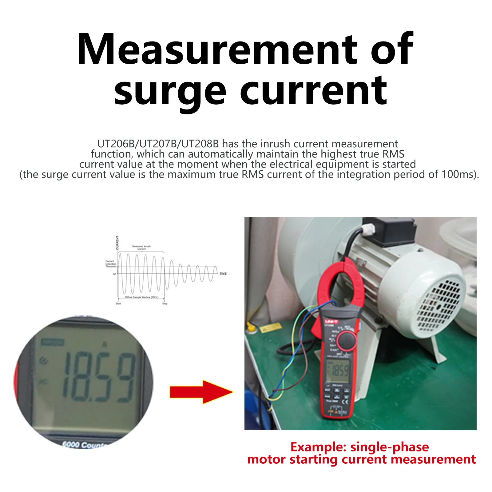 UNI-T UT206B UT207B UT208B pinza amperometrica digitale 1000A corrente AC/DC 6000 conteggi retroilluminazione torcia multimetro Tester