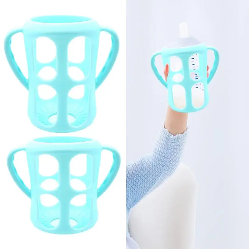 Silicone Sleeve For Glass Bottle Kids Nursing Bottle Holder Soft Double Handled Silicone Bottle Holder Bottle Accessories For