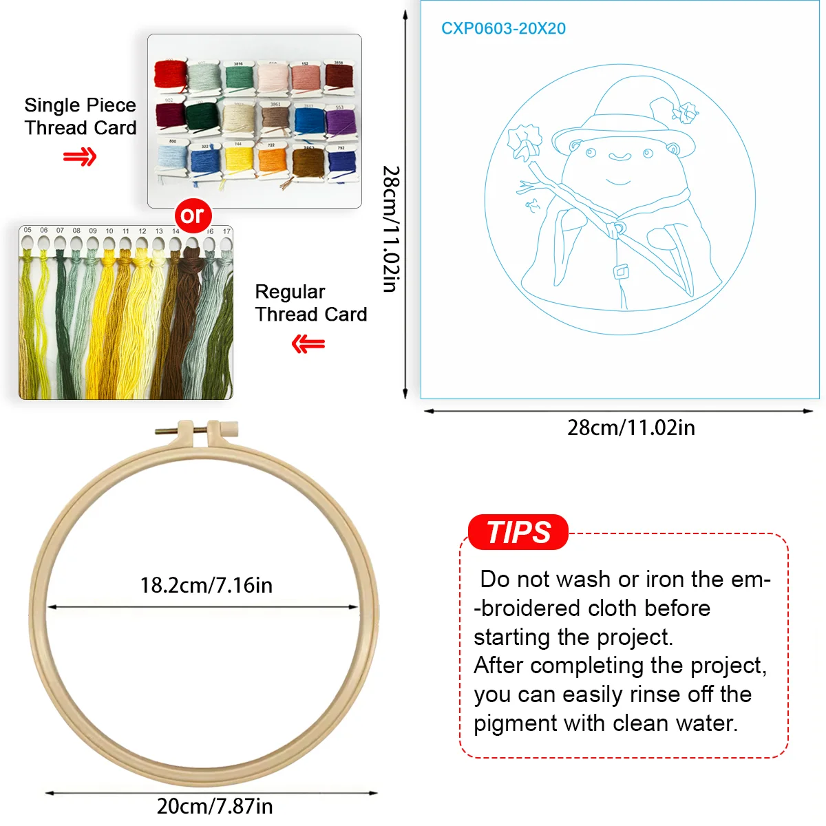 1 Stück 20X20CM/7,87 Zoll Ein niedlicher kleiner Hamster Stickerei-Starter-Kit DIY-Set Nähkunst Nadelkunst Handwerk Malerei – Detail 4