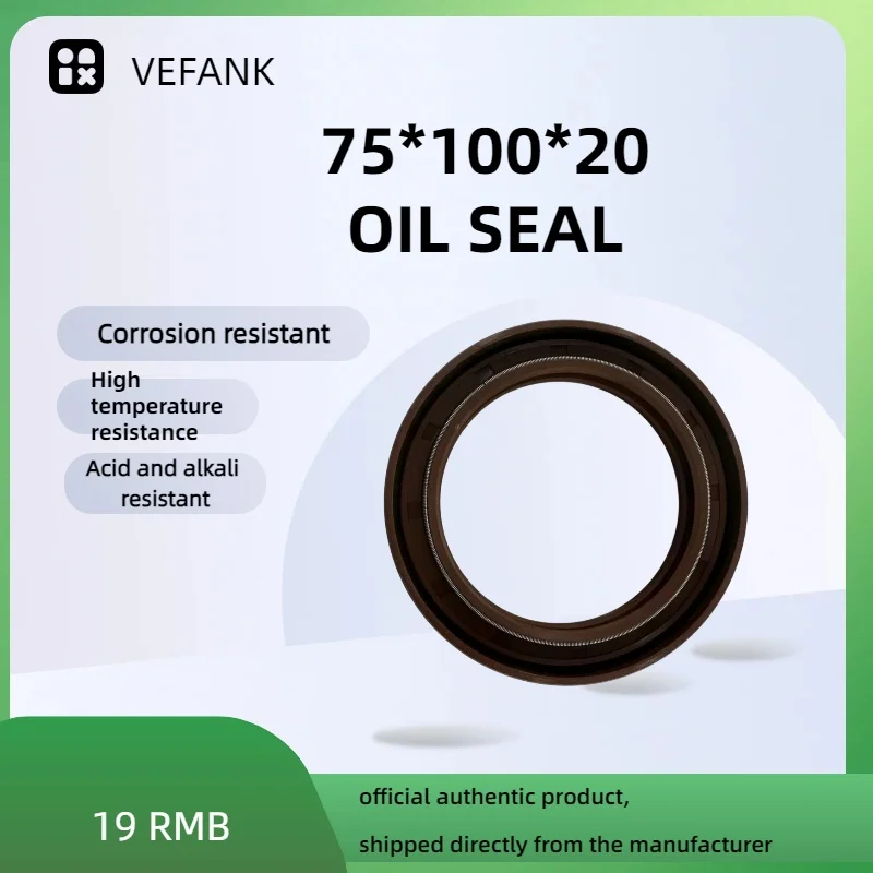 75x100x20 NBR Oil Seal — TC-Type Double-Lip Oil Seal with Spring; Suitable for Truck Axles and Construction Machinery Components