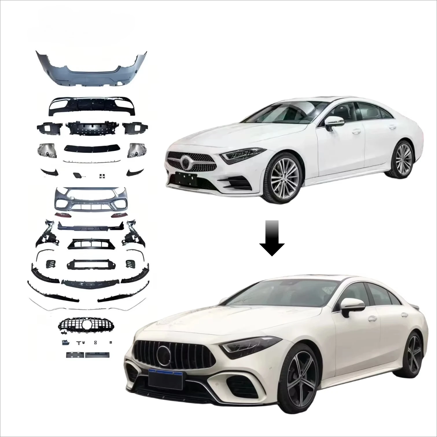 

High Quality for CLS Class W257 Bodykit GT63 Style Grille Front Rear Bumper Diffuser 2017-2024 New Upgrade