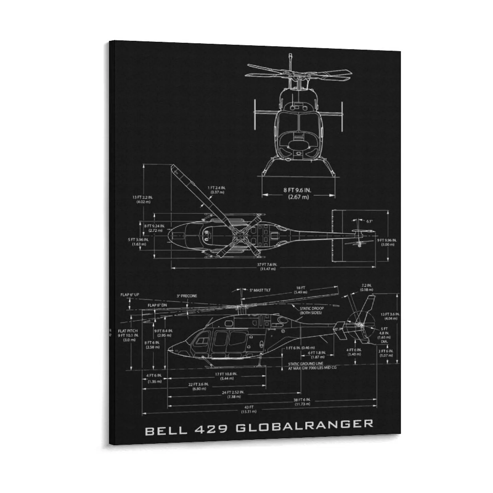 Bell 429 Global Ranger Canvas Painting Poster Cinema Customize Wall Plaque Design Wall Mural Framed Wall Paintings