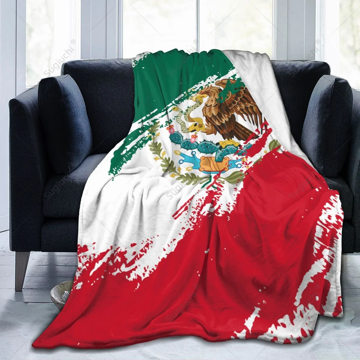Blanket Mexico Flag Color Flannel Multifunction Camping Sofa Cover Keep Warm