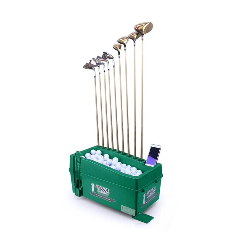 

Indoor and Outdoor Golf Automatic Ball Machine with Club Rack and Multi-Function Ball Dispenser