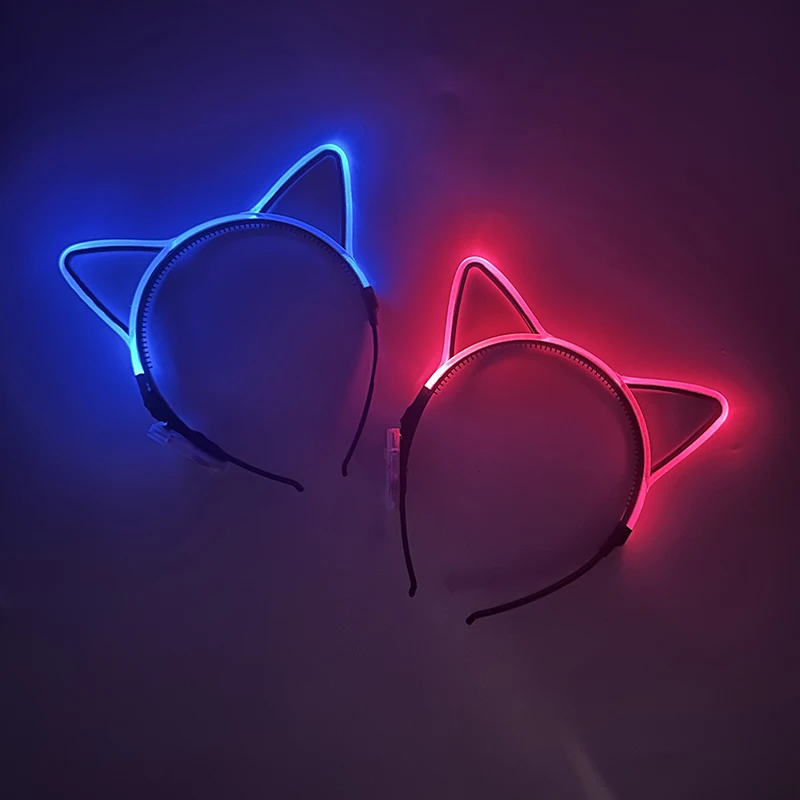 Orecchie di gatto luminose Fascia per capelli a LED Accessori Kawaii Forniture per cosplay Fascia colorata incandescente per compleanno Natale