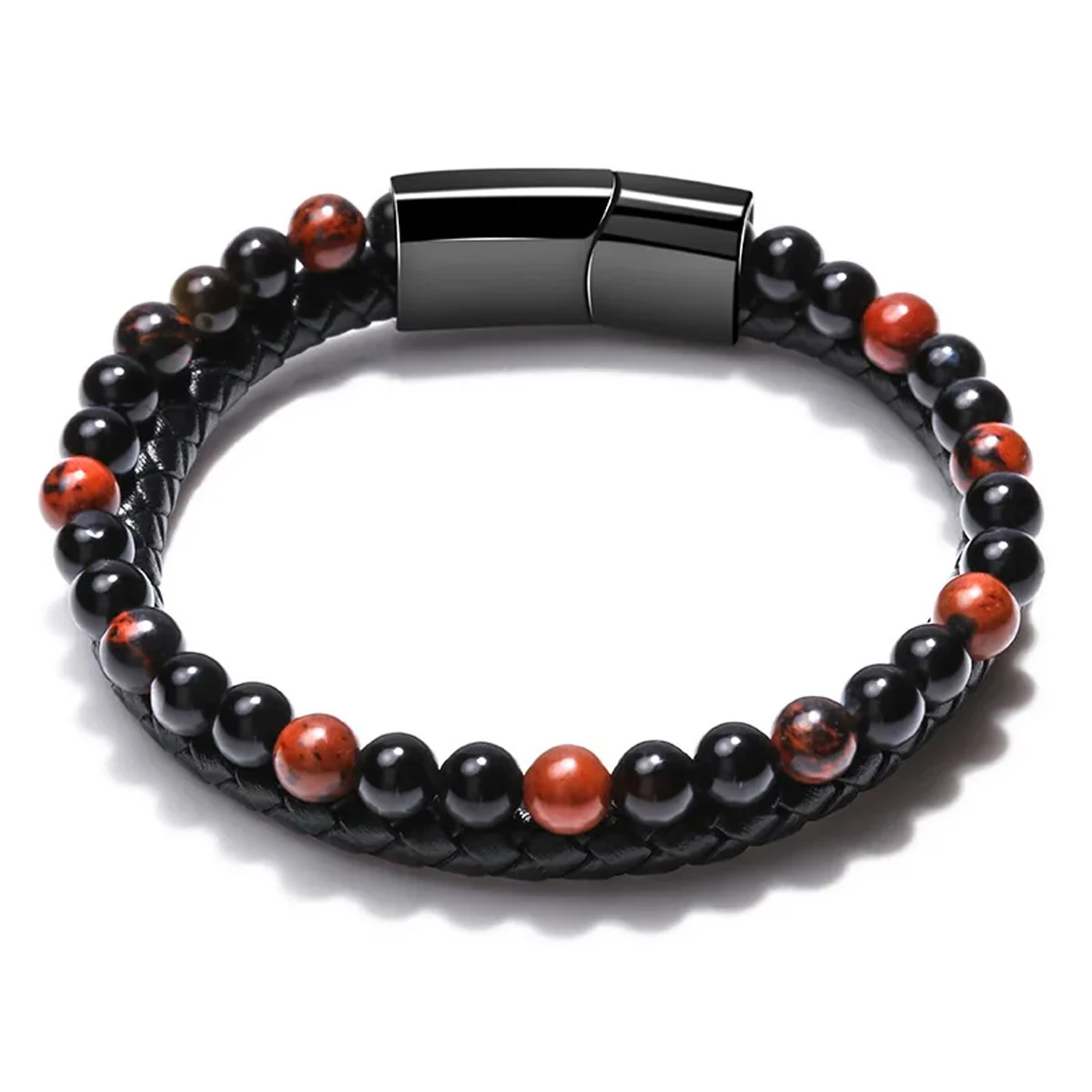 Edelstahl Armband Tigerauge Stein Perlen Armband Natürliche Lava Stein Perlen Edelstahl Armband Männer Frauen Schmuck – Detail 4