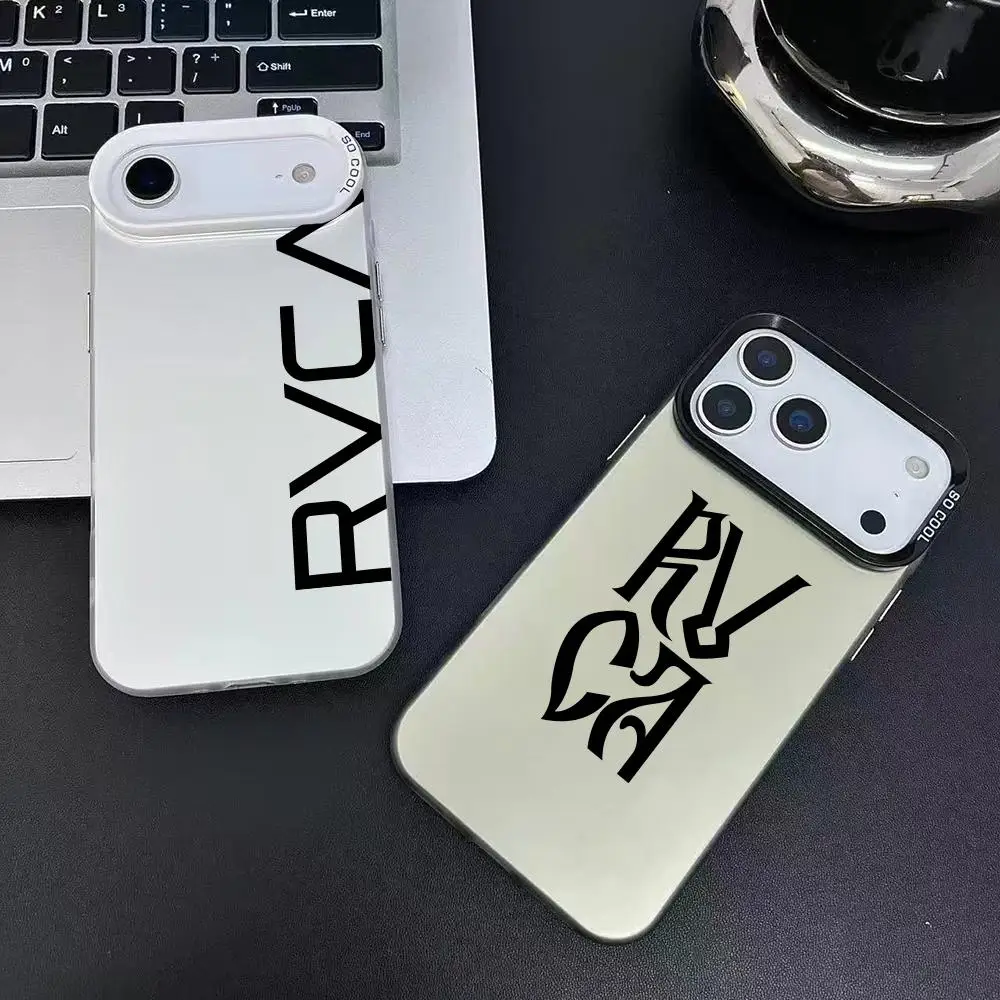 حافظة هاتف R-RVCA-S فاخرة لهاتف آيفون 17 16 15 14 13 12 11 Pro Max Air متعدد الألوان ماتي ليزر معدني أورورا فوندا