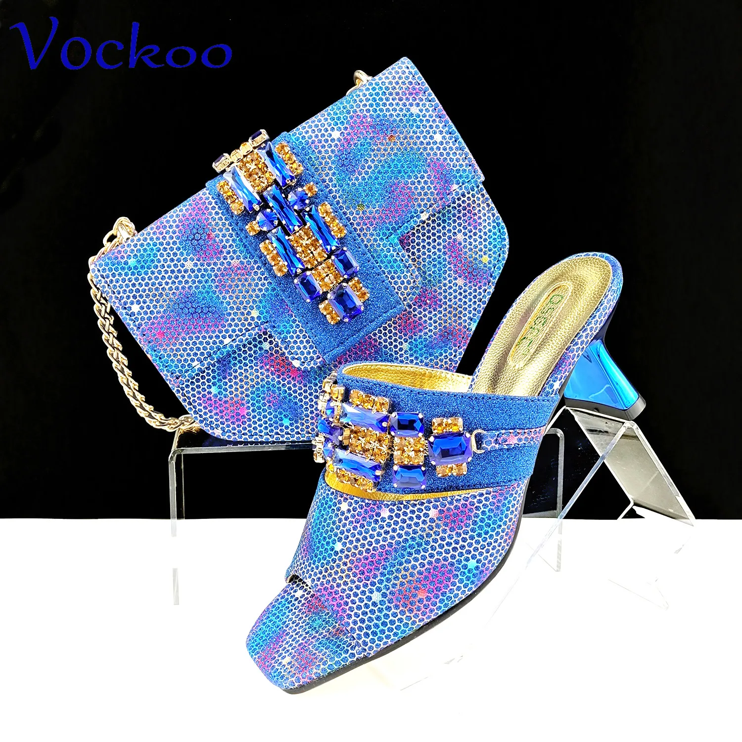 2024 High Quality New Arrivals Italian Designer Shoes Matching Bag Set in Blue Color Classics Design for Garden Party