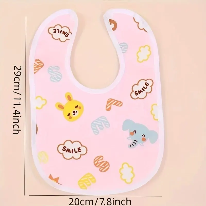 Random 5pcs Baby Cartoon Snap Waterproof Bib Super Soft Baby Bib Newborn Crystal Velvet Saliva Towel