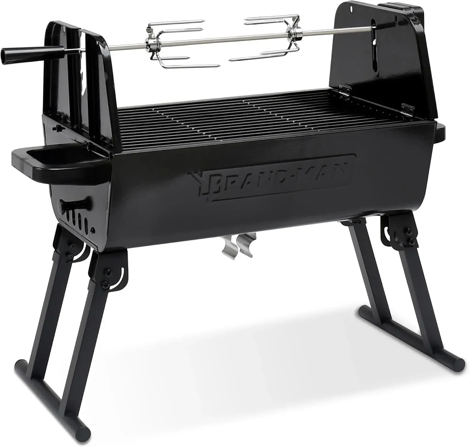 Man 2 in 1 Barbecue Grill with Rotisserie Grill Kit, Portable Folding Outdoor Charcoal Grill, Stainless Steel Spit Roaster with