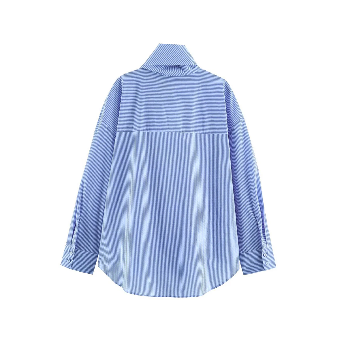 Women Bow Striped Long Sleeve Shirt Casual Blouse Decorative Design With Tie Tops For Daily Wear  1PCS