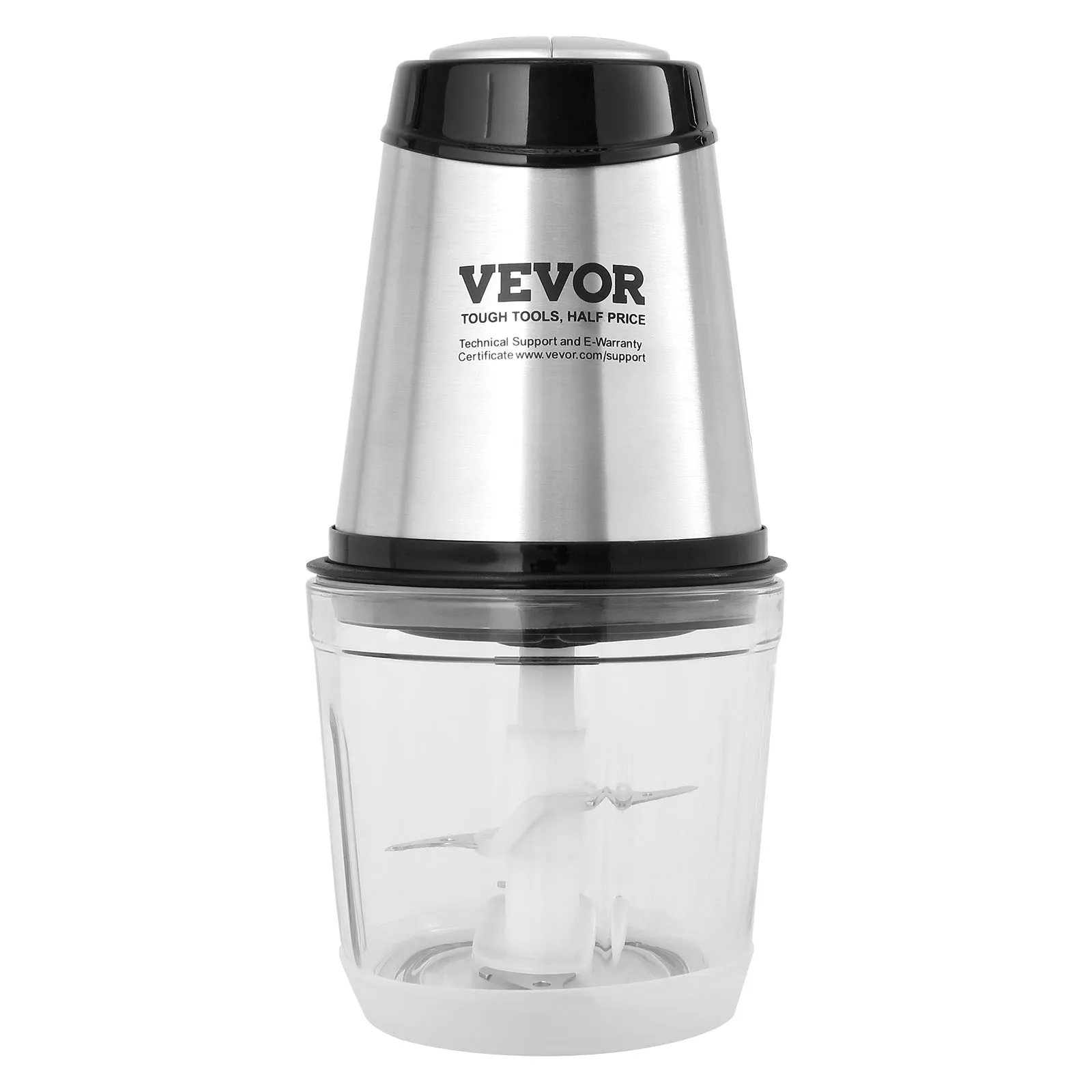 VEVOR Electric Meat Grinder with 4-Wing Stainless Steel Blades2.5 Cup Glass Bowl2 Speeds Food Grinder for Baby Food