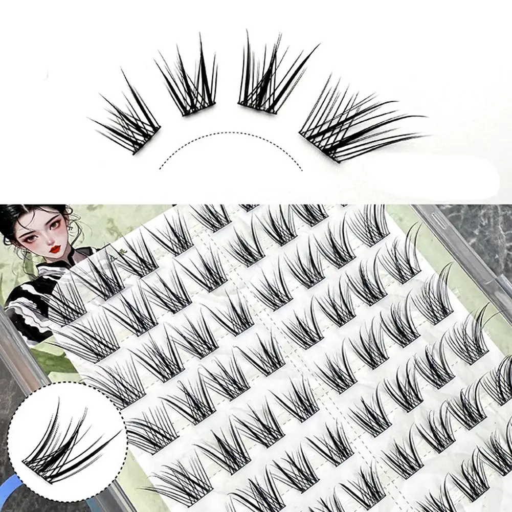 Cílios postiços sem cola, cílios de raposa, estilo chinês, grosso, natural, ampliar seus olhos, cluster único, ferramenta de maquiagem