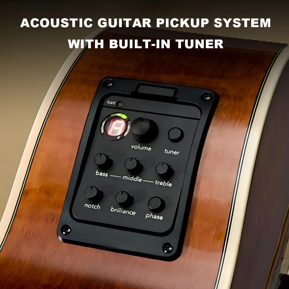 201 Classic Acoustic Guitar EQ Tuner Piezo Pickup Acoustic Guitar Preamp EQ Tuner Mic Blend Preamp for Fishman Presys+ view 2
