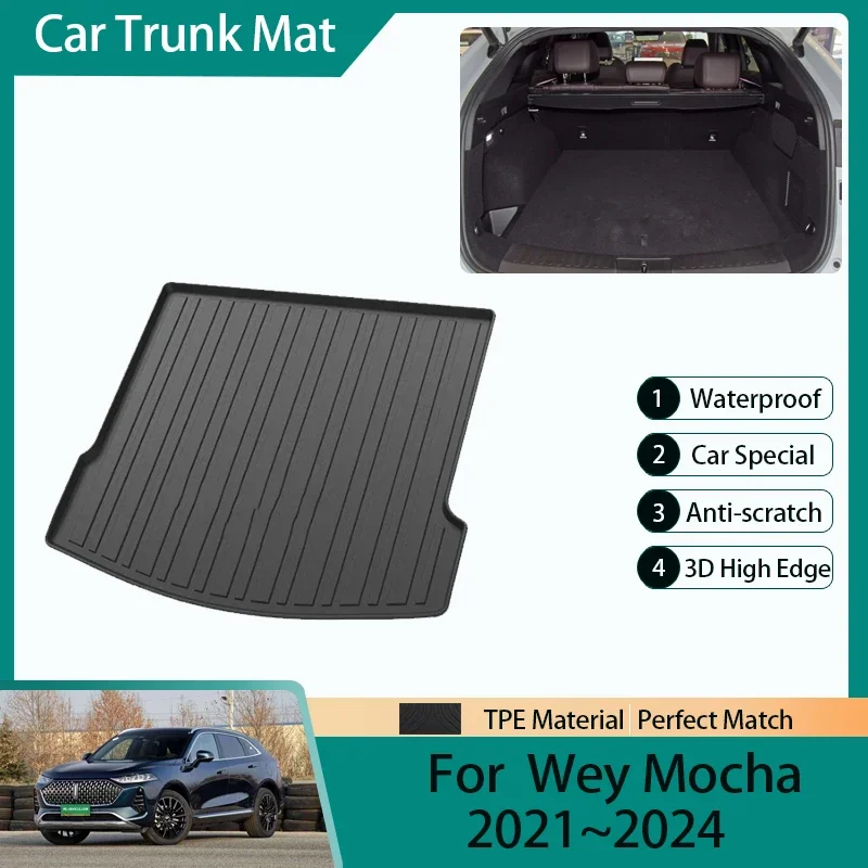 Car Trunk Storage Mats For Wey Mocha Wey Coffee 01 2021~2024 2022 TPE Dirt-resistant Rear Trunk Pad Covers Rugs Auto Accessories