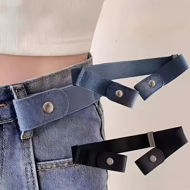 2PCS No Buckle Stretch Belt for Women & Men  Invisible Elastic Waist Belt Set Adjustable Lazy Belts for Jeans Pants