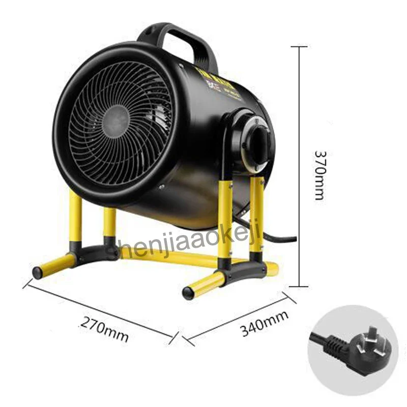 Aquecedor de alta potência 3kw aquecedor elétrico industrial aquecimento oficina net café aquecedor de alta potência ventilador de ar quente 220v 1pc