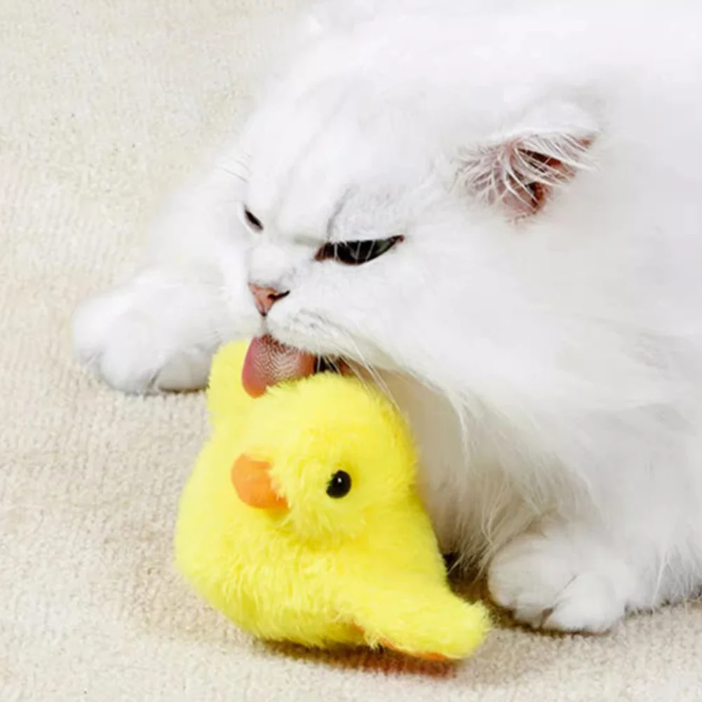 

Flapping Duck Cat Toy Rechargeable Cat Exercise Plush Duck with Lifelike Quack Chirping Kitten Catnip Toy Cat Kicker Toys