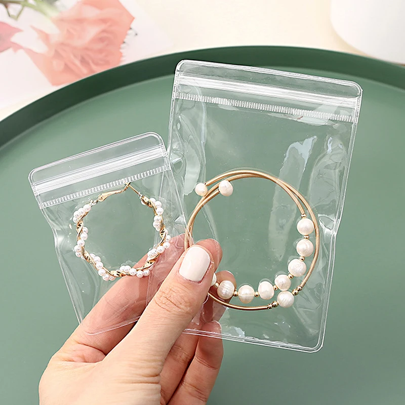 10PCS Jewelry Small Self-Sealing Plastic Zip Clear Bags PVC Clear Storage Bag For Storing Bracelets Rings Earrings Organizer