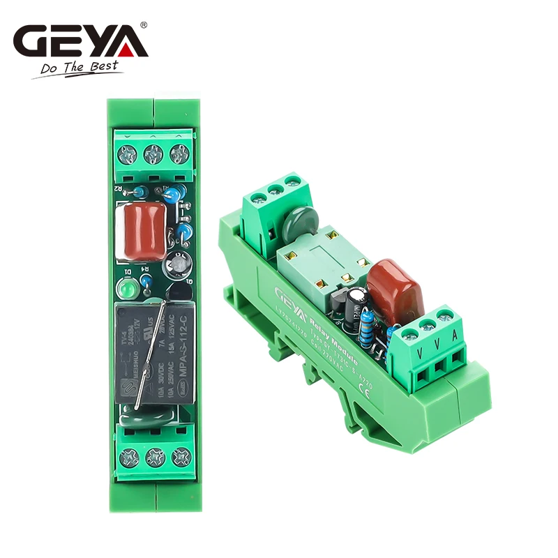 GEYA Pluggable Relay Module 1 Channel AC/DC 24V 12V 110V 220VAC Din Rail Mounted GSM Relay Control Timer Module