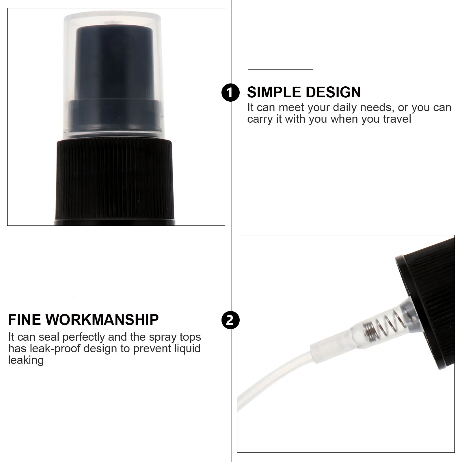 20 Pcs Black Spray Heads Alcohol Bottles Fine Mist Pump Tops Sprinkler Accessories Plastic Bottle Nozzle Reusable