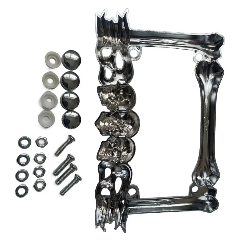 Motorcycle Skull Head License Plate Frame Number Plate Cover Protections Frame