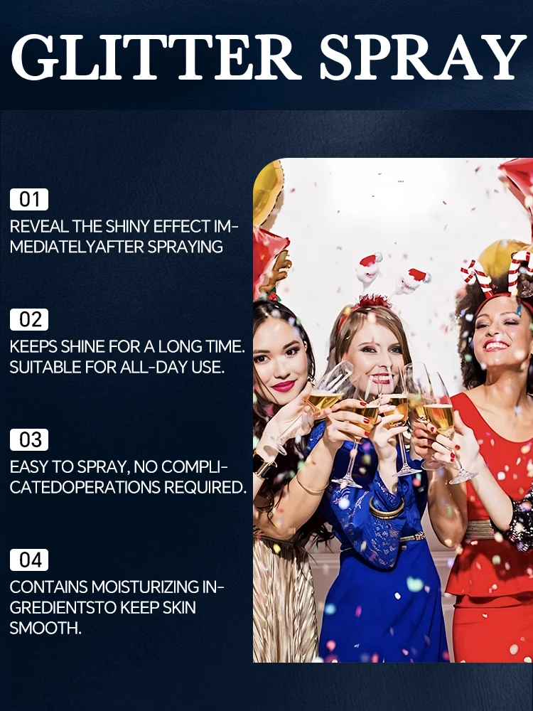 Resaltador en aerosol con purpurina, polvo de bolsa de aire de alto brillo, fragancia brillante, alta luminosidad, cosméticos de maquillaje para cara y cuerpo