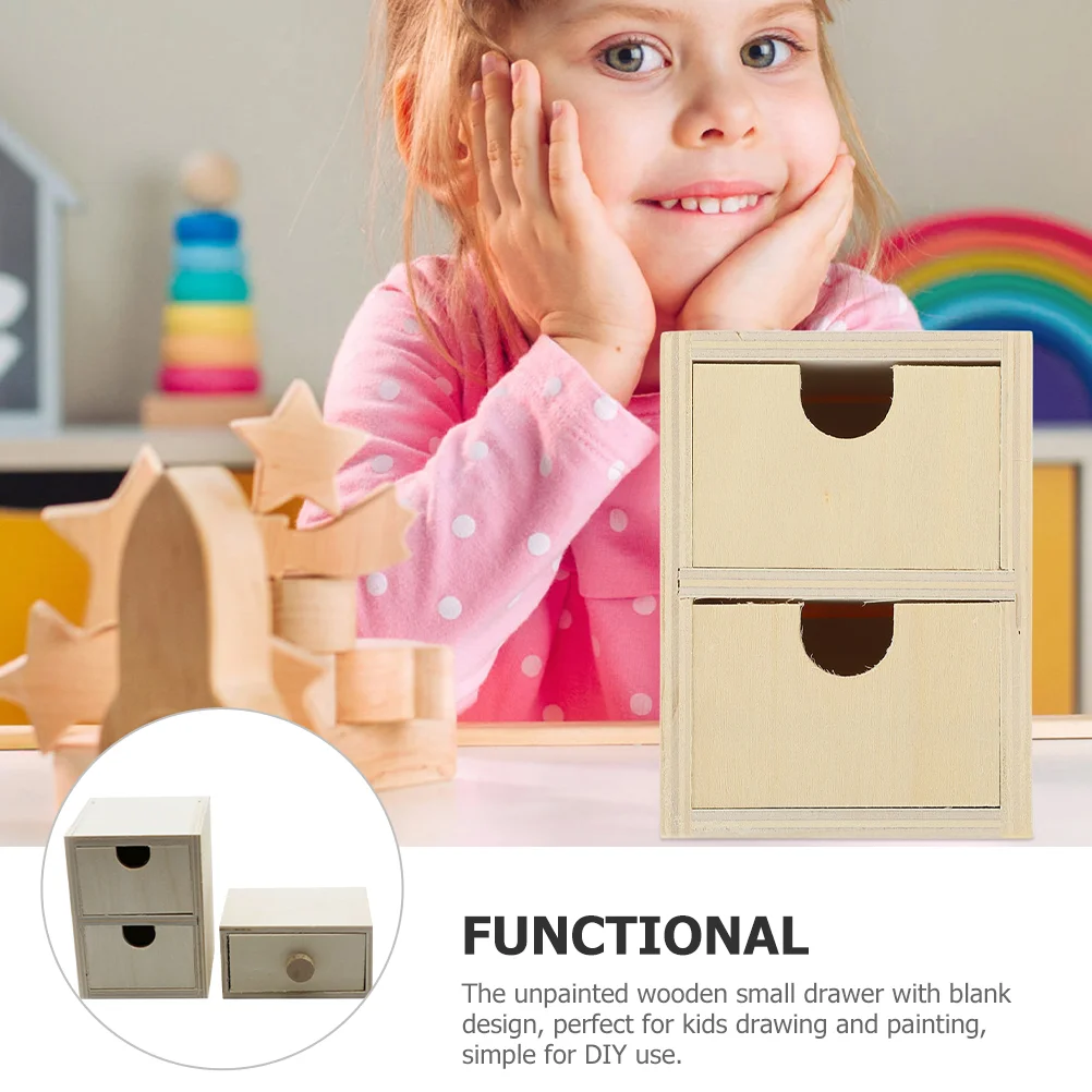 Cajones pequeños de madera sin pintar, cajones pequeños de madera en blanco, cajones pequeños DIY, cajón pequeño en blanco, 2 uds.