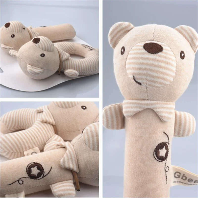 Newborn Baby Rattles Cartoon Rabbit Bear Grab Ability Training Toys Infant Stroller Bed Hanging Bell Plush Dolls 0-12 Months