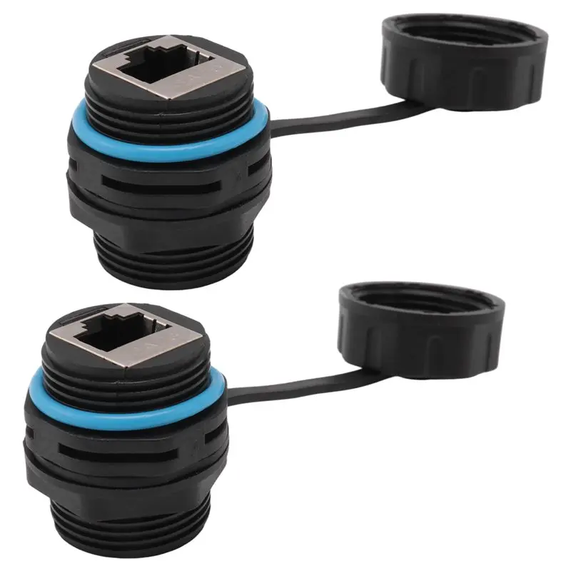 AT82-2PCS RJ45 Panel Mount Coupler, IP68 Shielded Industrial Panel Mount Ethernet LAN Through Connector For CAT6/CAT5E/CAT5