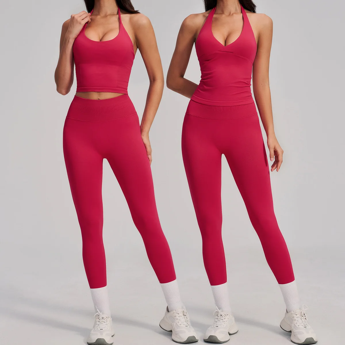 2PCS Fitness Suit Women's Tracksuit Yoga Sets Sportswear Seamless Workout Outfits Sports Vest High Waist Leggings Gym Clothes