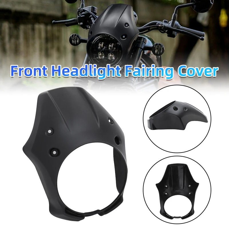 Motorcycle Front Headlight Fairing Cover Head Light Protector Cowl Mask Kit Matte Black For Honda Rebel CMX 300 500 2017-2023