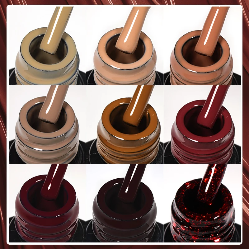 7ml 커피 브라운 젤 네일 폴리쉬 가을 겨울 네일 아트 젤 바니쉬 세미 퍼머넌트 네일 용품 DIY 매니큐어 할로윈 네일