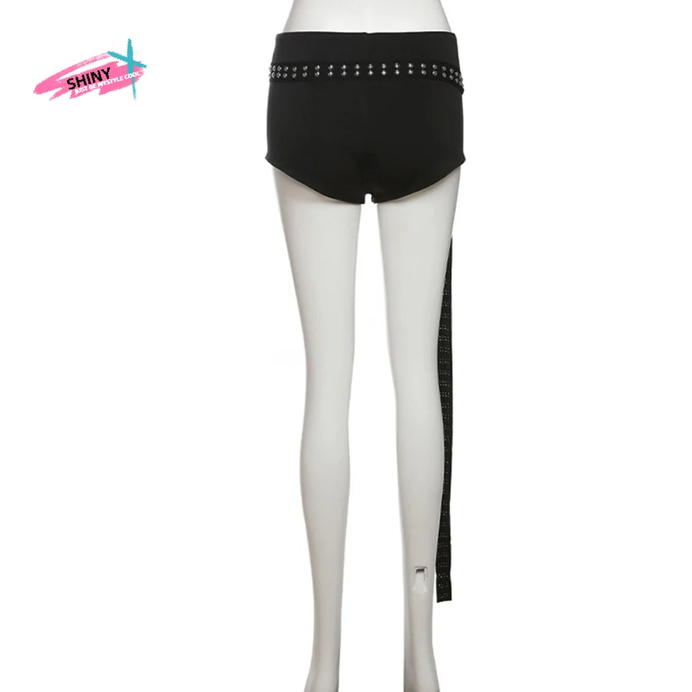 

Fashion Backless Slim Suits Slim Fit Korean Style Belt Vests Biased Collar Sweet Rivet Shorts Spicy Girls