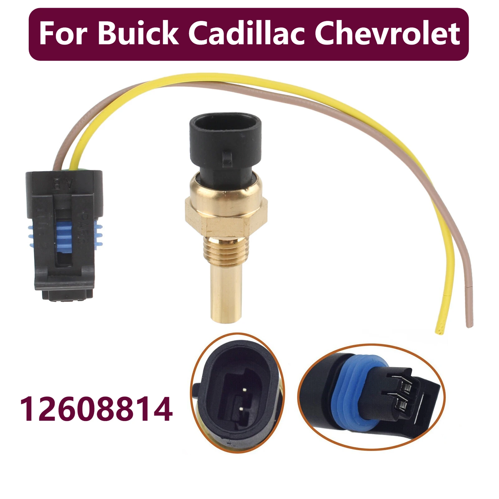 

12608814 Датчик температуры охлаждающей жидкости двигателя с разъемом для Buick Cadillac Chevrolet