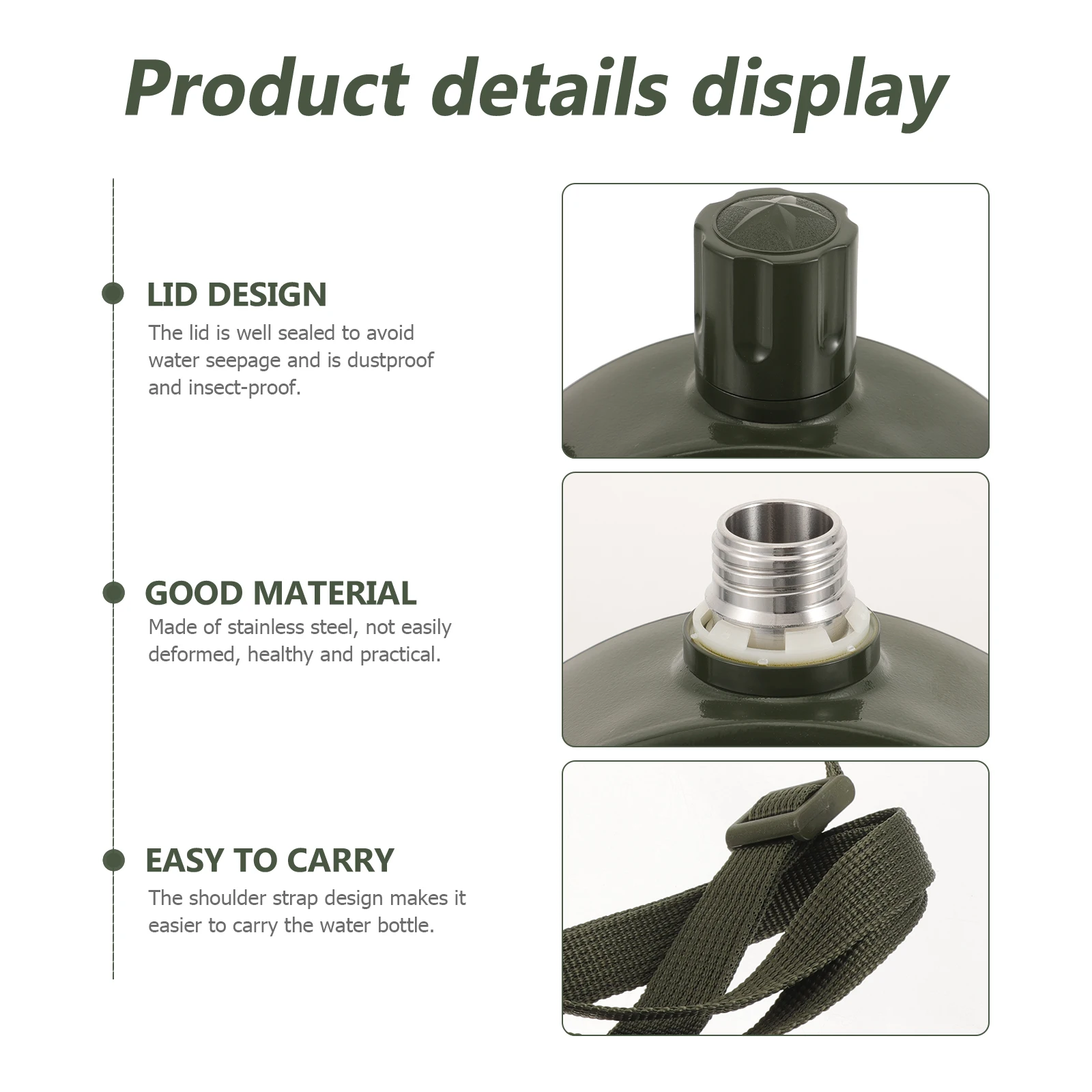 

Stainless Steel Military Canteen Camouflage Water Bottle Durable Outdoor Portable Camping Hiking Army Flask Lightweight Training