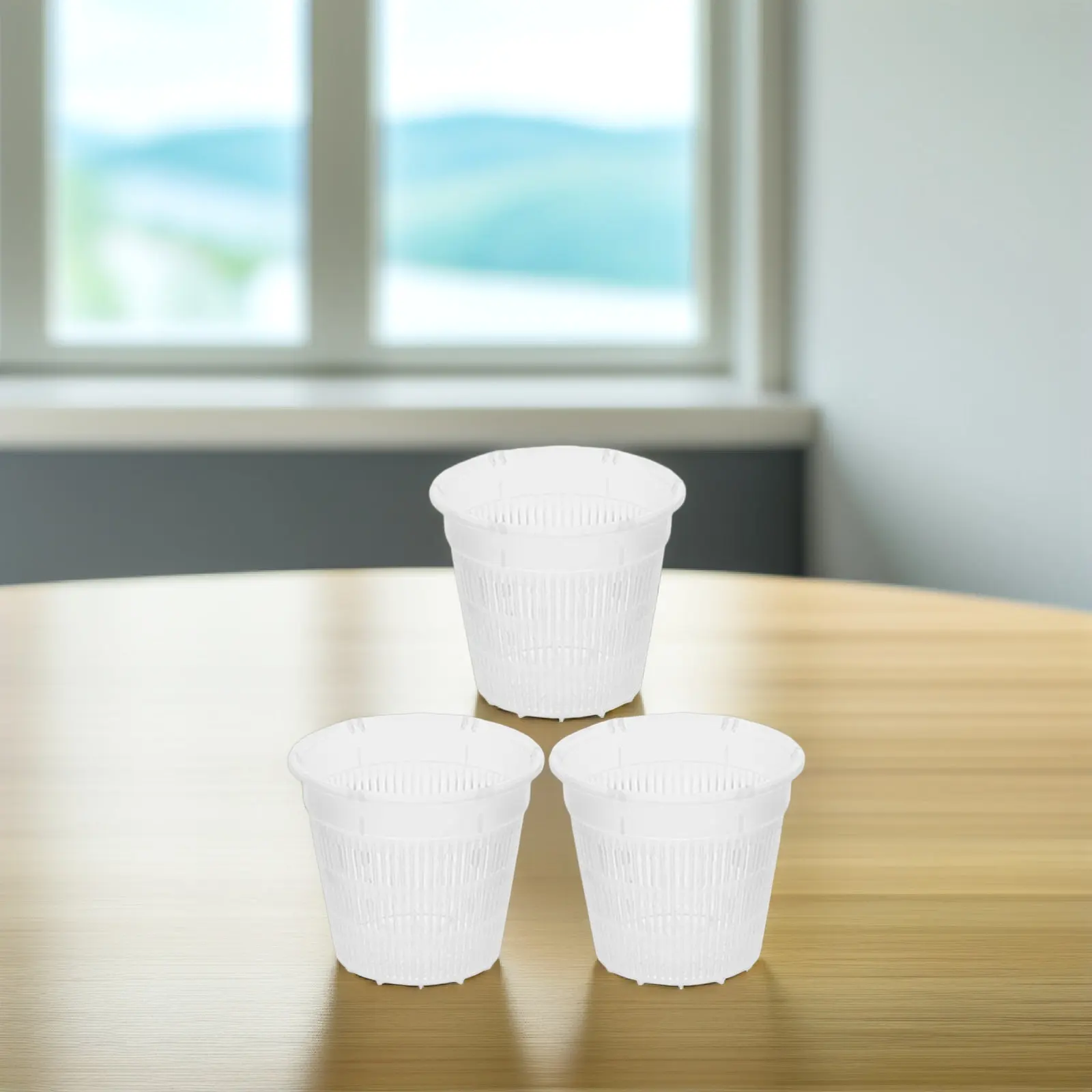 3Pcs Clear Breathable Orchid Pots Slotted Pot Planters Root Control Indoor Outdoor Plastic Flower Pots for Gardening