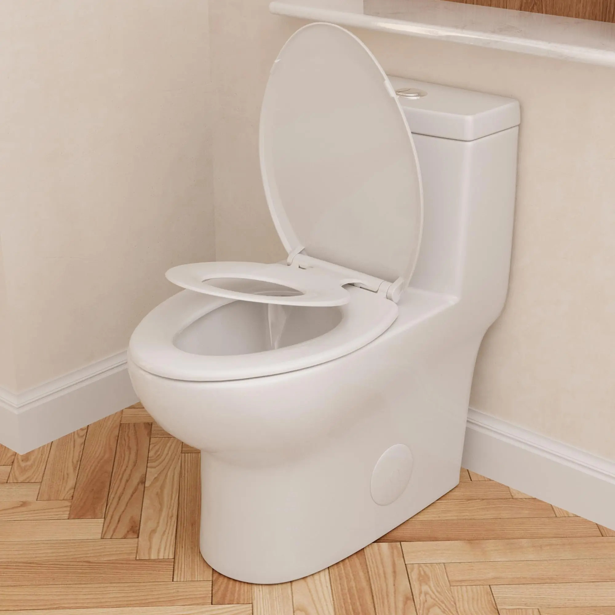 Elongated One Piece Toile Standard Toilet for Bathroom with Potty Training Seat Power Flush 1.1/1.6 GPF Toilet and 12'' Rough-In