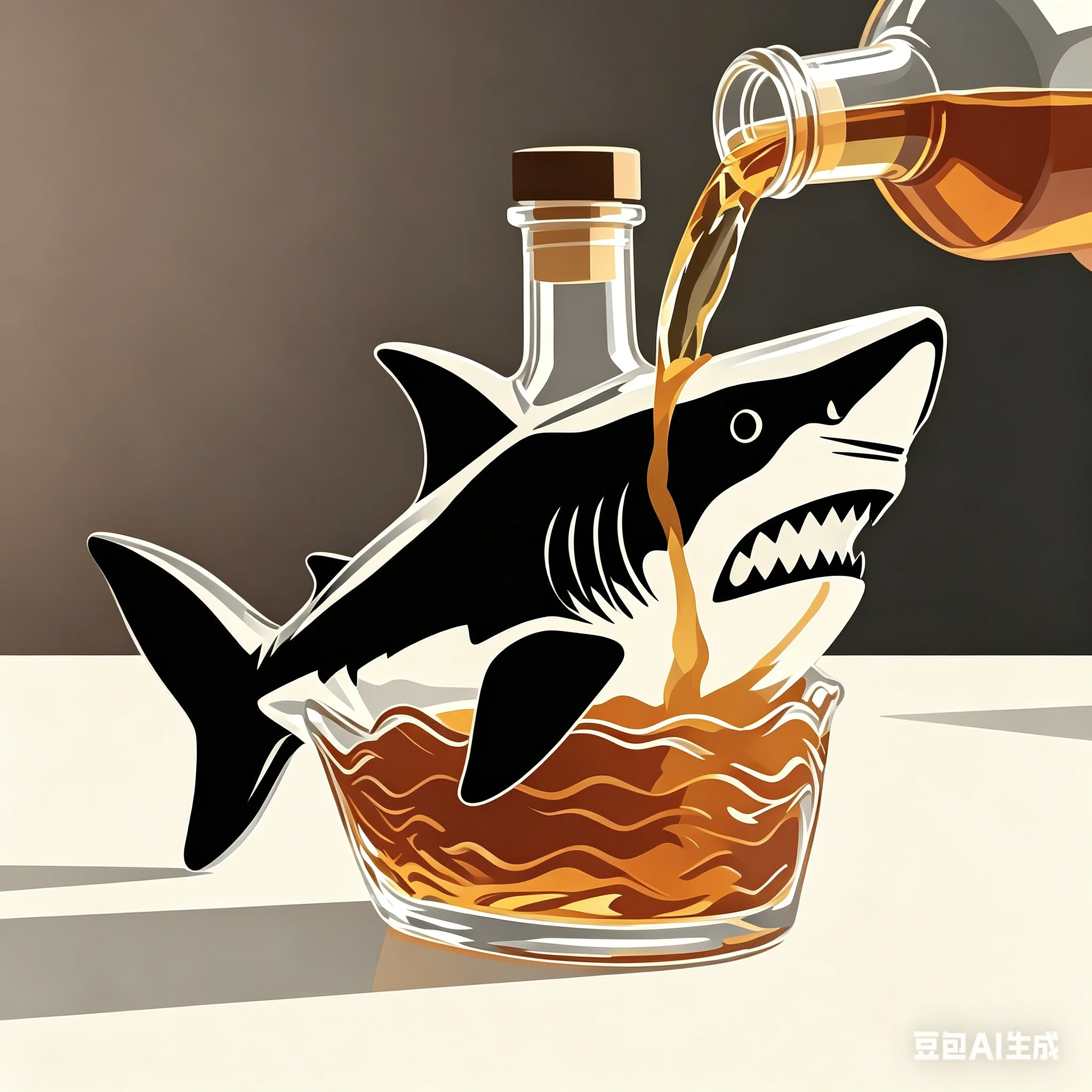 Decantador de Licor con Forma de Tiburón XIAO RURU, Recipiente de Vidrio Transparente para Whisky, Decoración Coleccionable para el Hogar o Bar