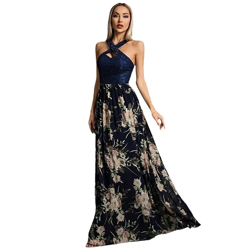 Vestido de noite novo estilo pendurado pescoço casual vestido de férias retro y2k vestidos de luxo 2025 vestido de verão robe feminino elegante