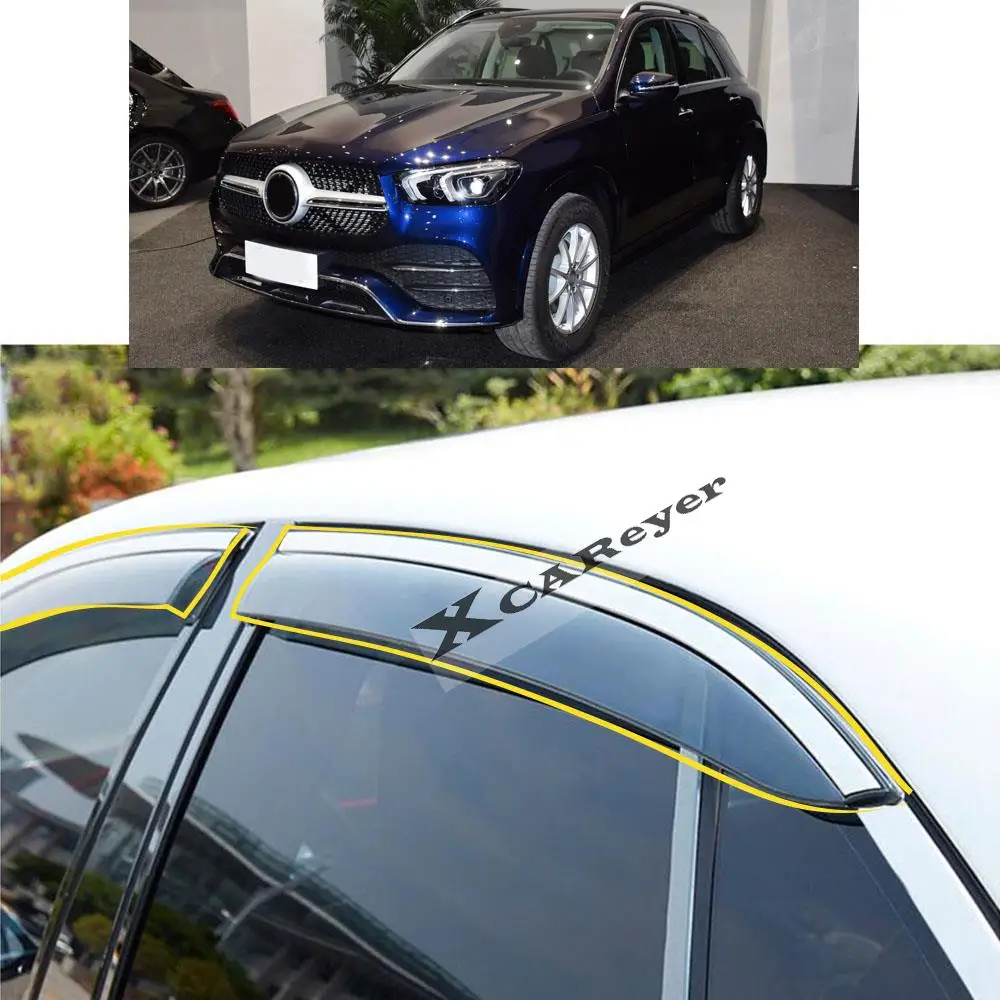 

For Mercedes Benz GLE 2020-2021 2022 Car Body Styling Sticker Plastic Window Glass Wind Visor Rain/Sun Guard Vent Parts