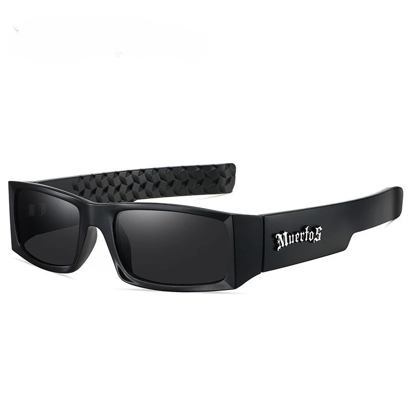 

Muertos Brand Day of the Dead West Coast Grey Sunglasses Full Frame Black Sand Gangster Hip Hop Street Style Versatile