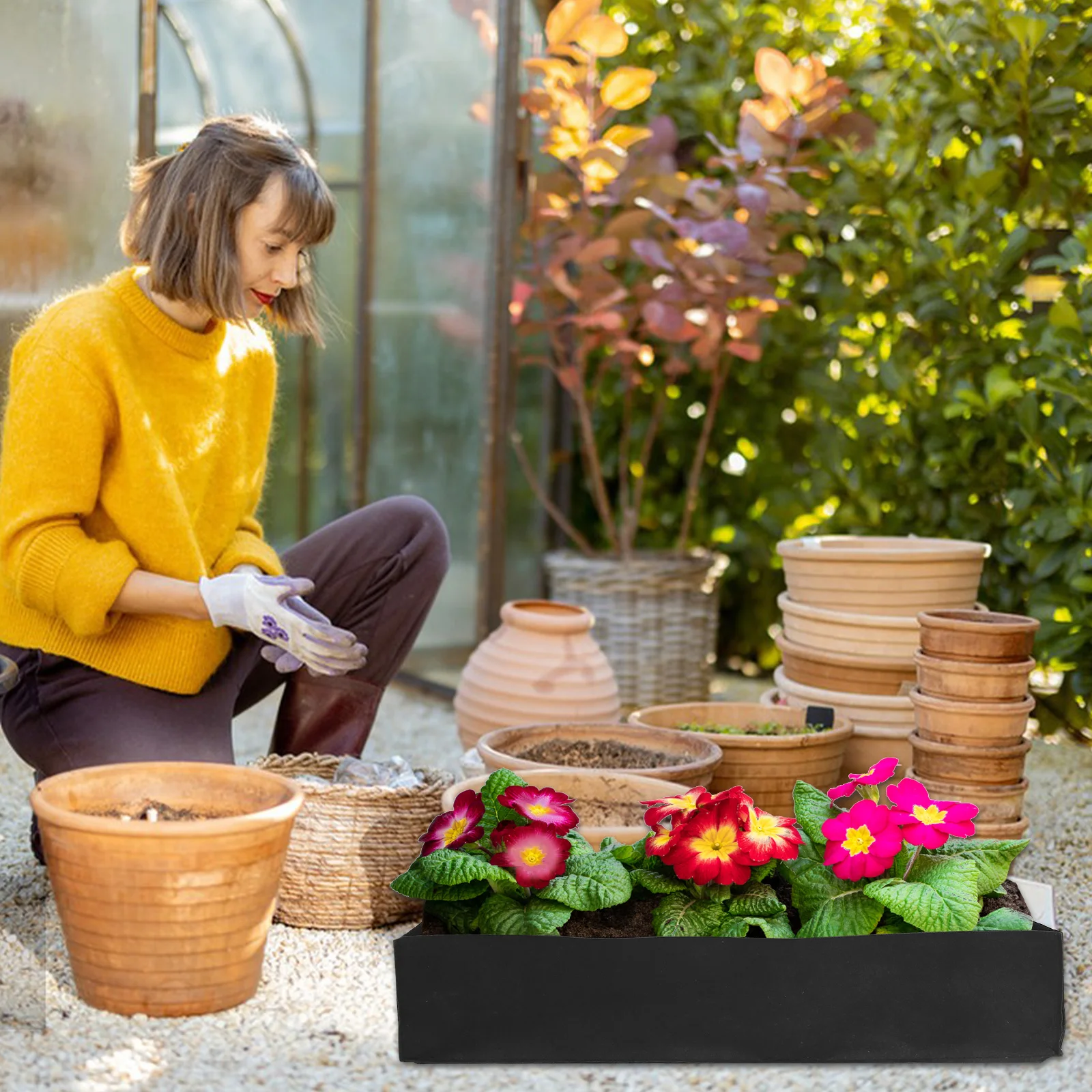 

Non Woven Plant Grow Bags Tree Planting Bag Waterproof Nursery Planter Felt Foldable Storage Vegetable Garden Strawberries Herbs