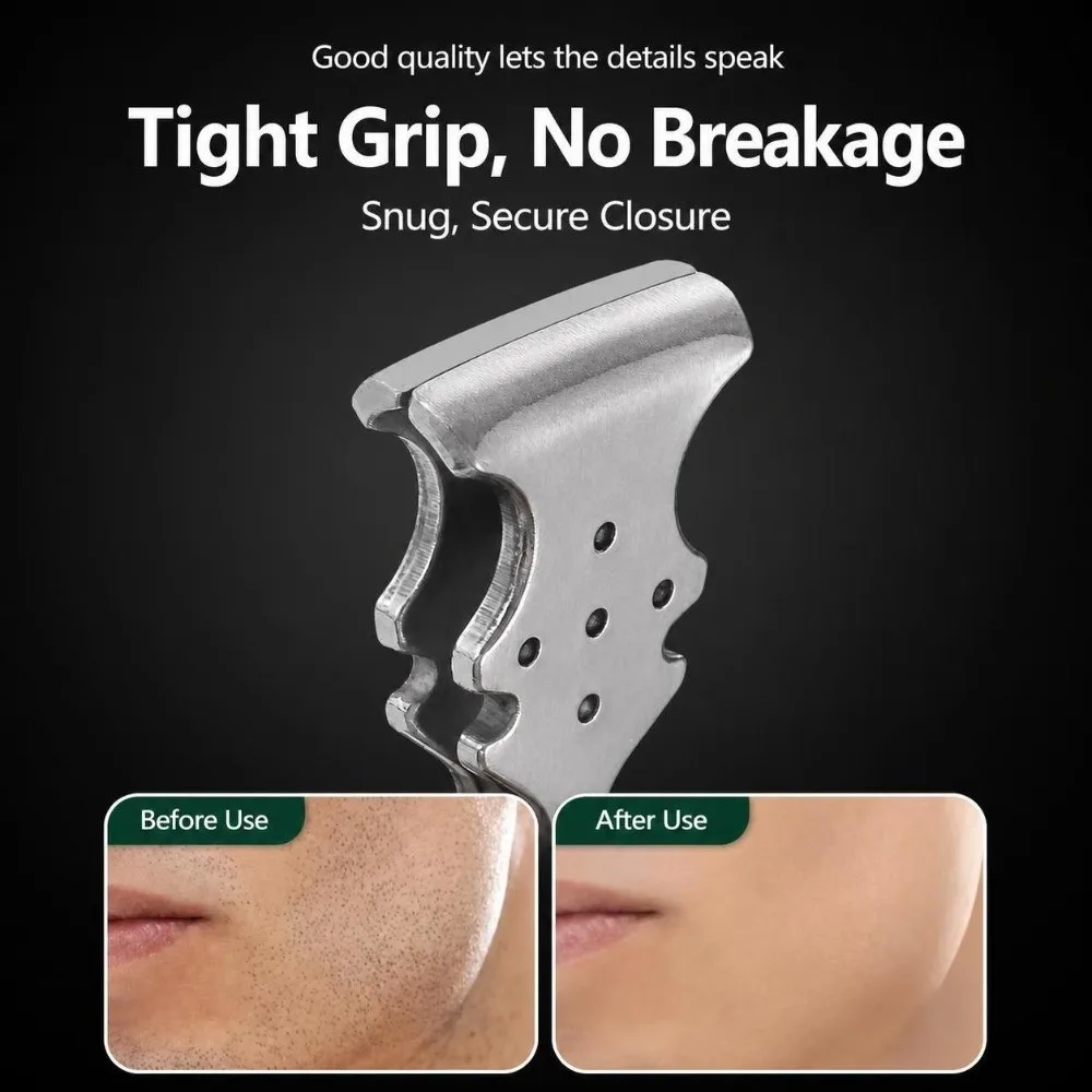 Stainless Steel Beard Hair Clip Portable Anti-Slip Facial Hair Tweezers Precision Lightweight Mustache Grooming Tool Grooming